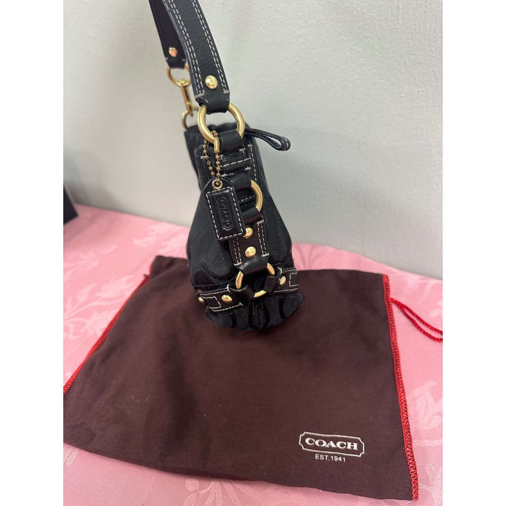 Vintage Coach Carly Signature C Black Jacquard Small Hobo Shoulder Bag - Picture 5 of 16